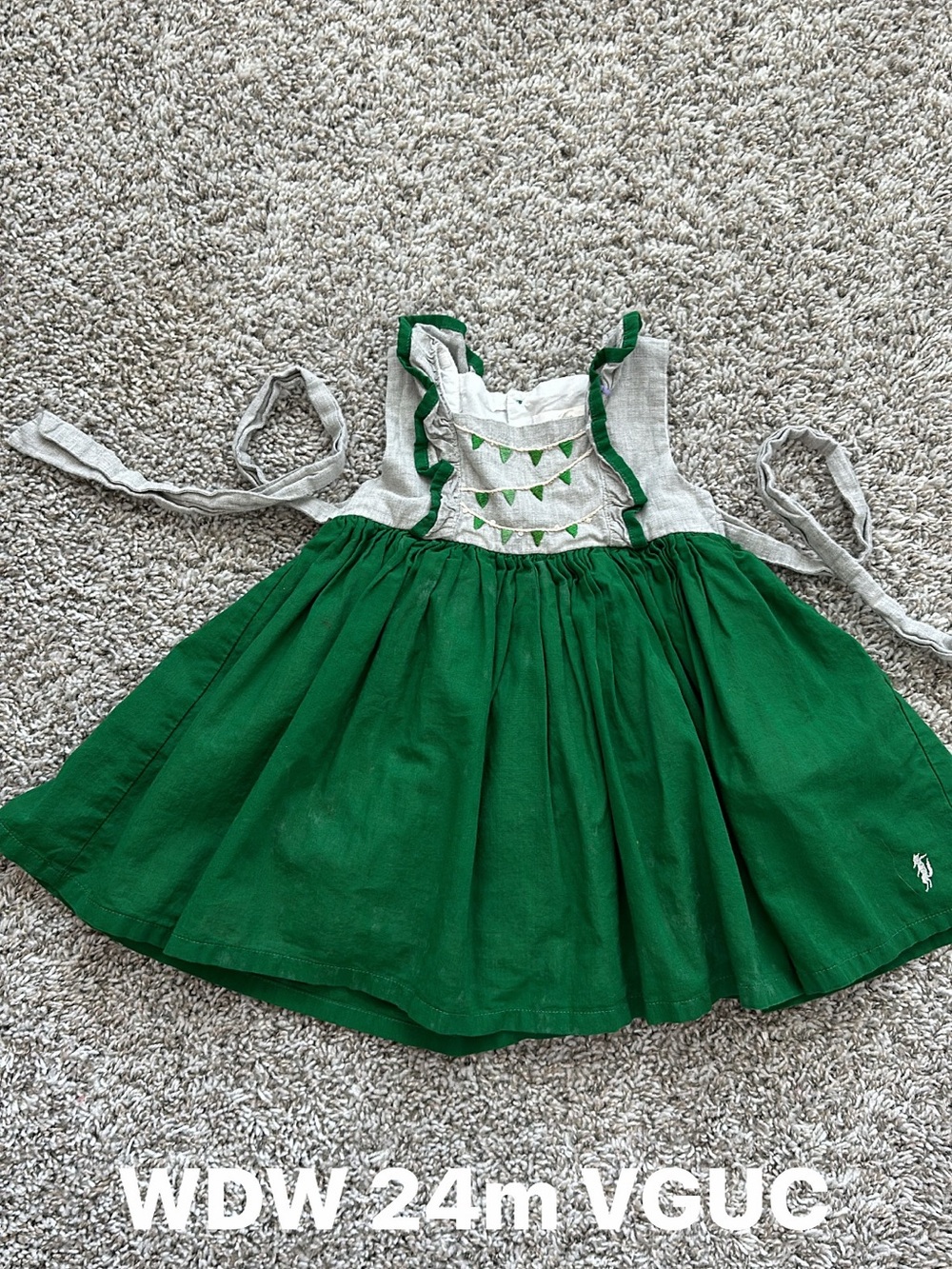 Well Dressed Wolf Green and Cream Toddler Dress